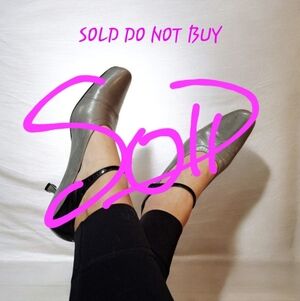 Prada Vintage Maryjane Gray Black Leather Kitten Heels 38.5 US 8